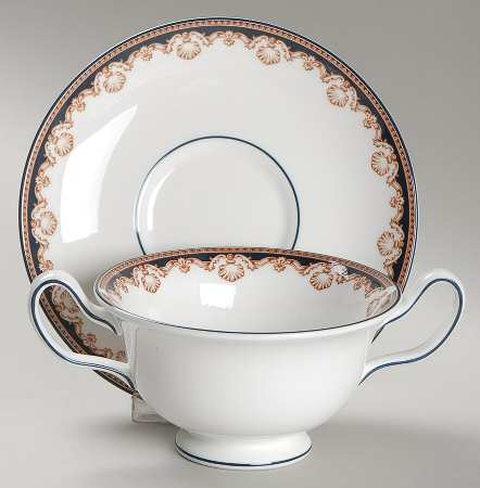Medici Footed Cream Soup Bowl & Saucer Set