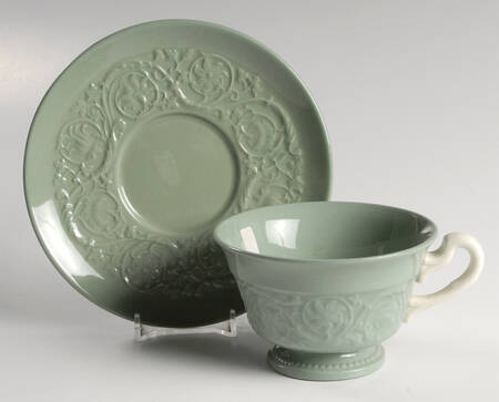 Medway Green Footed Cup & Saucer Set