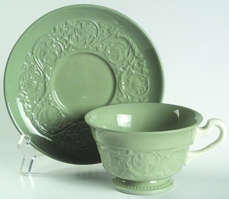 Medway Green Footed Cup & Saucer Set