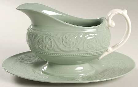 Medway Green Gravy Boat with Attached Underplate by Wedgwood