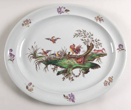 Mennecy Gray 16" Oval Serving Platter