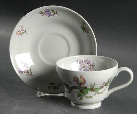 Mennecy Gray Footed Cup & Saucer Set