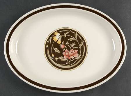 Mikado (Yellow & Coral Flowers) 13" Oval Serving Platter