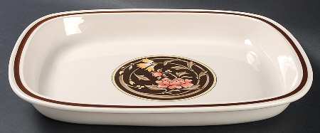 Mikado (Yellow & Coral Flowers) 13"  Rectangular Baker
