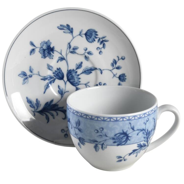 Mikado (Blue Flowers) Flat Cup & Saucer Set