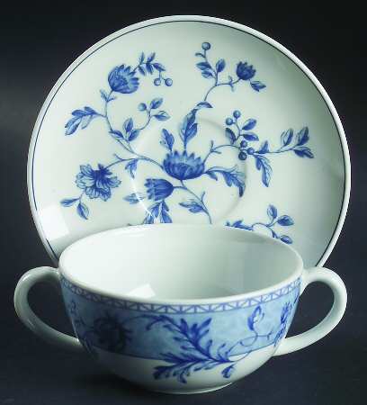 Mikado (Blue Flowers) Flat Cream Soup Bowl & Saucer Set