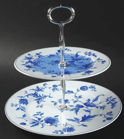 Mikado (Blue Flowers) 2 Tiered Serving Tray (Dinner & Salad Plate)