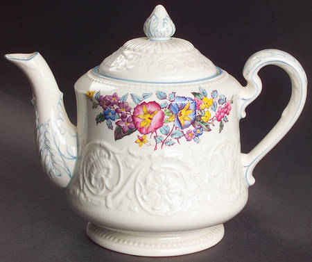 Morning Glory (Blue Trim) Teapot & Lid