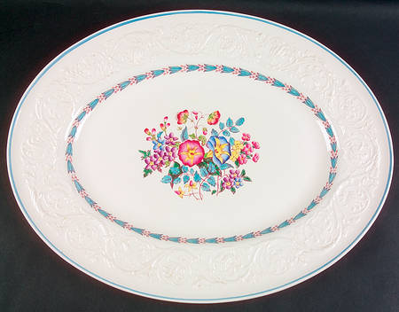 Morning Glory (Blue Trim) 18" Oval Serving Platter