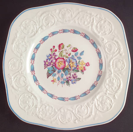 Morning Glory (Blue Trim) Square Luncheon Plate