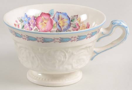 Morning Glory (Blue Trim) Footed Cup