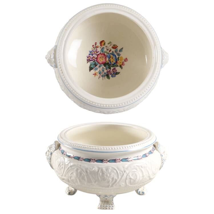 Morning Glory (Blue Trim) Round Vegetable No Lid