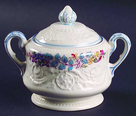 Morning Glory (Blue Trim) Sugar Bowl & Lid