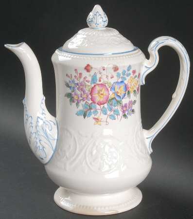 Morning Glory (Blue Trim) Coffee Pot & Lid