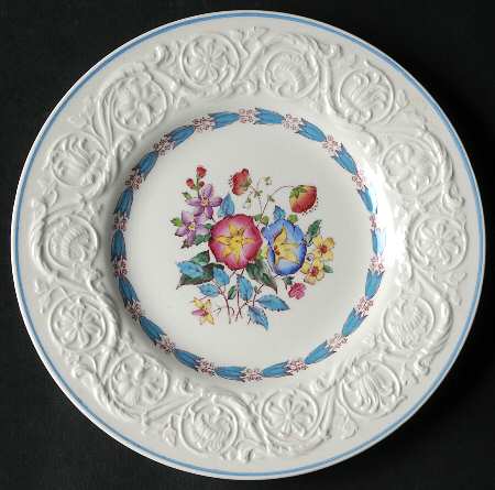 Morning Glory (Blue Trim) Dessert/Pie Plate
