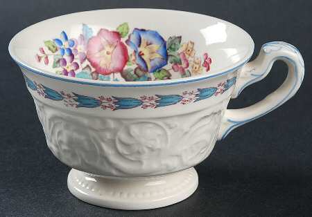 Morning Glory (Blue Trim) Footed Cup