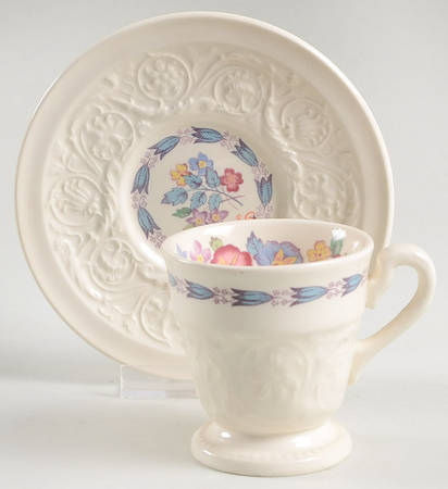 Morning Glory (No Trim) Footed Demitasse Cup & Saucer Set