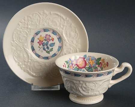 Morning Glory (No Trim) Footed Cup & Saucer Set