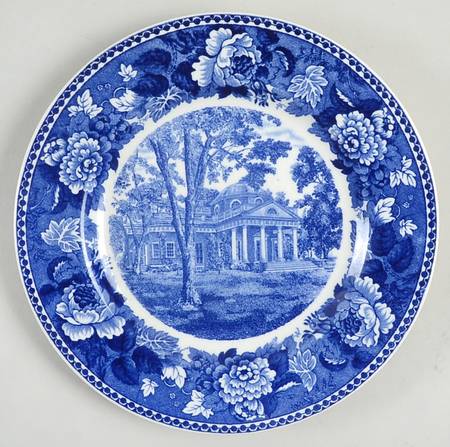Monticello Blue (Floral Rim) Dessert/Pie Plate