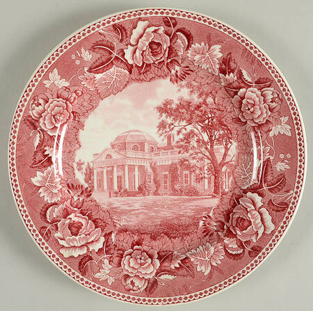 Monticello Pink (Floral Rim) Luncheon Plate