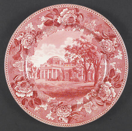 Monticello Pink (Floral Rim) Dinner Plate by Wedgwood