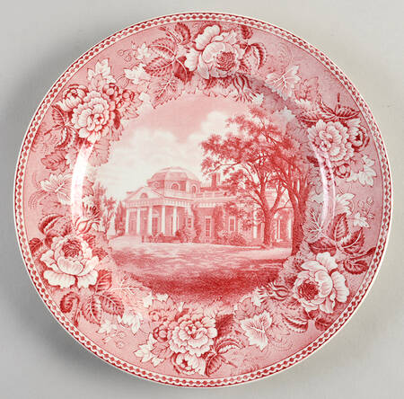 Monticello Pink (Floral Rim) Dinner Plate