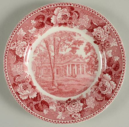 Monticello Pink (Floral Rim) Dessert/Pie Plate