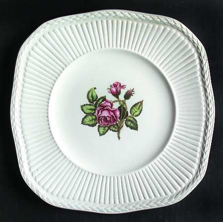 Moss Rose (Older, Brown Backstamp) Square Luncheon Plate
