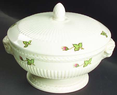 Moss Rose (Older, Brown Backstamp) Round Covered Vegetable