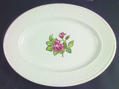 Moss Rose (Older, Brown Backstamp) 16" Oval Serving Platter