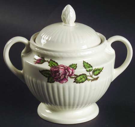 Moss Rose (Older, Brown Backstamp) Sugar Bowl & Lid