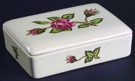 Moss Rose (Older, Brown Backstamp) Cigarette Box & Lid