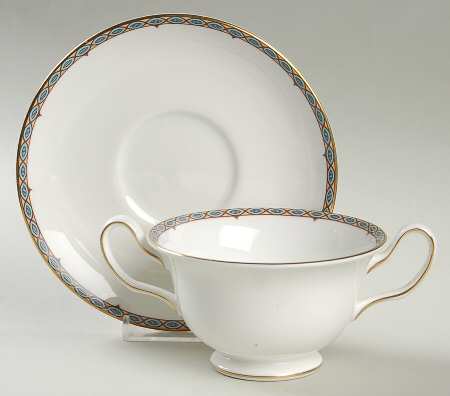 Moresque Footed Cream Soup Bowl & Saucer Set