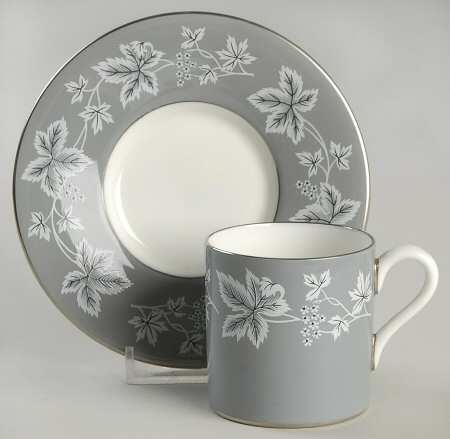 Moselle Gray Bond Shape Demitasse Cup and Saucer Set