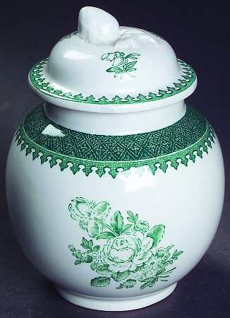 Mount Vernon Green Sugar Bowl & Lid