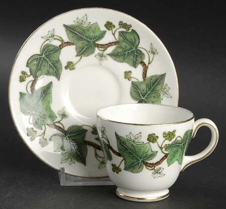 Napoleon Ivy Green (Bone China) Footed Demitasse Cup & Saucer Set