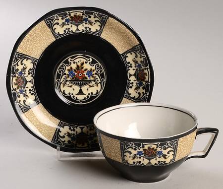 Nanette Black Flat Cup & Saucer Set