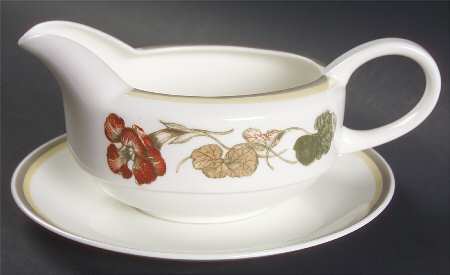 Nasturium (Bone) Gravy Boat & Underplate