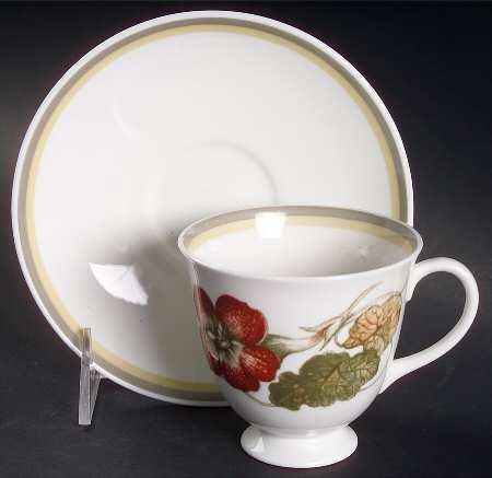 Nasturium (Bone) Footed Cup & Saucer Set