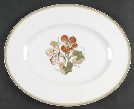 Nasturium (Bone) 13" Oval Serving Platter