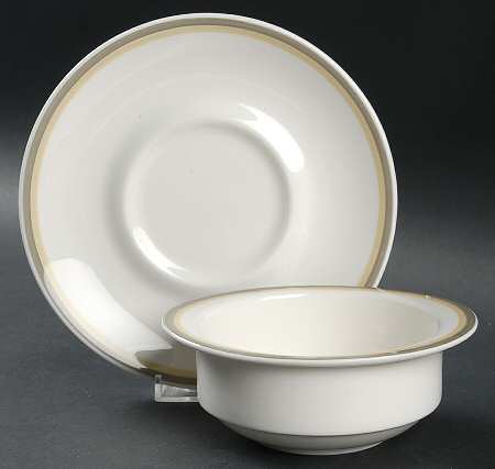 Nasturium (Bone) Flat Cream Soup Bowl & Saucer Set