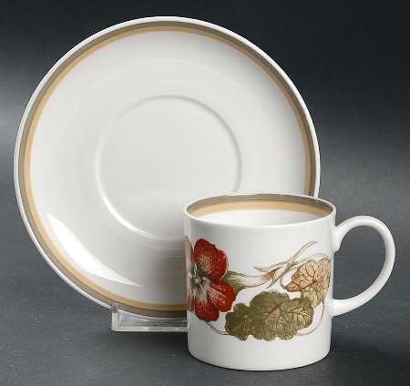 Nasturium (Bone) Can Shape Demitasse Cup and Saucer Set