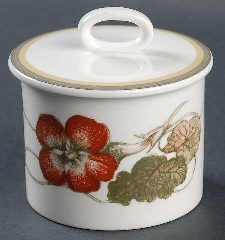 Nasturium (Bone) Sugar Bowl & Lid