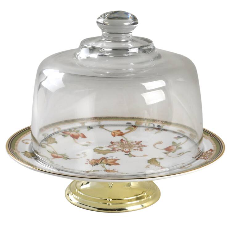 Oberon 6 1/2"-7 1/2" Footed Cheese Plate w/ Glass Dome HC