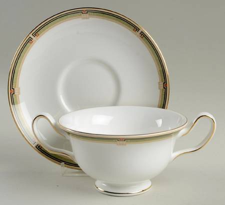 Oberon Footed Cream Soup Bowl & Saucer Set