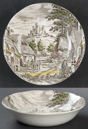 Old English Village Brown Multicolor Fruit/Dessert (Sauce) Bowl