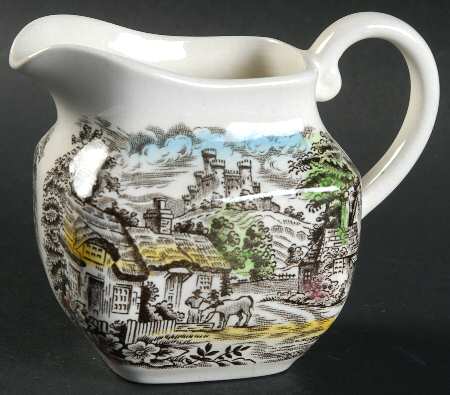 Old English Village Brown Multicolor Creamer