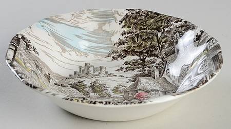 Old English Village Brown Multicolor Coupe Cereal Bowl