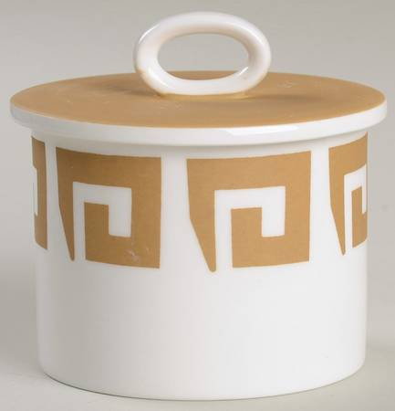 Old Gold Keystone Sugar Bowl & Lid