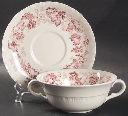 Old Vine Crimson Flat Cream Soup Bowl & Saucer Set